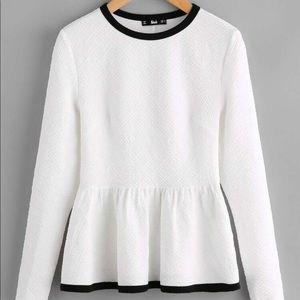 Shein Frill Textured Peplum Smock Top